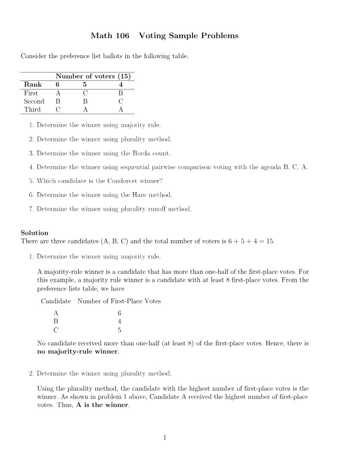 Determining Winners in Majority Voting Systems