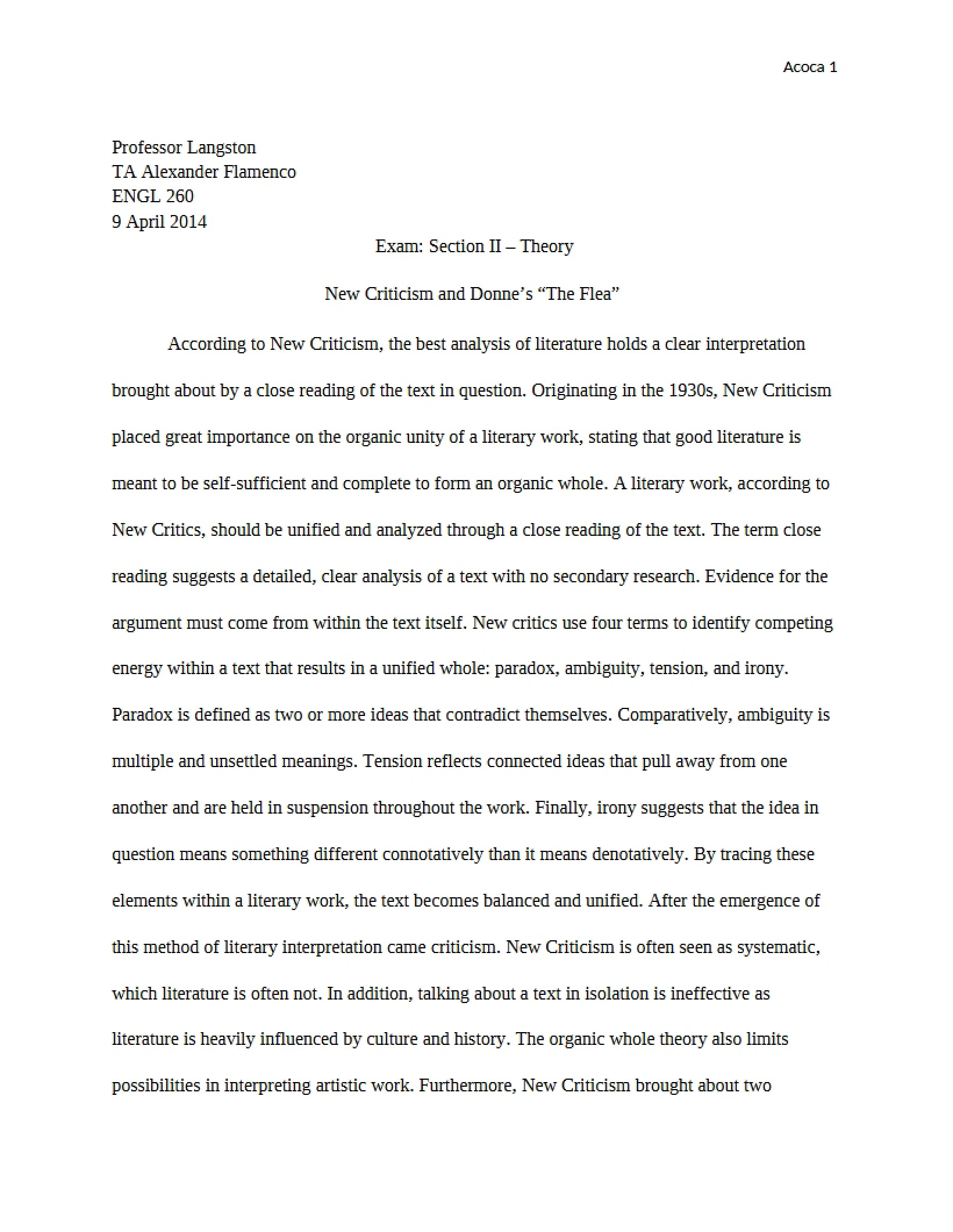 Theory Section Exam II