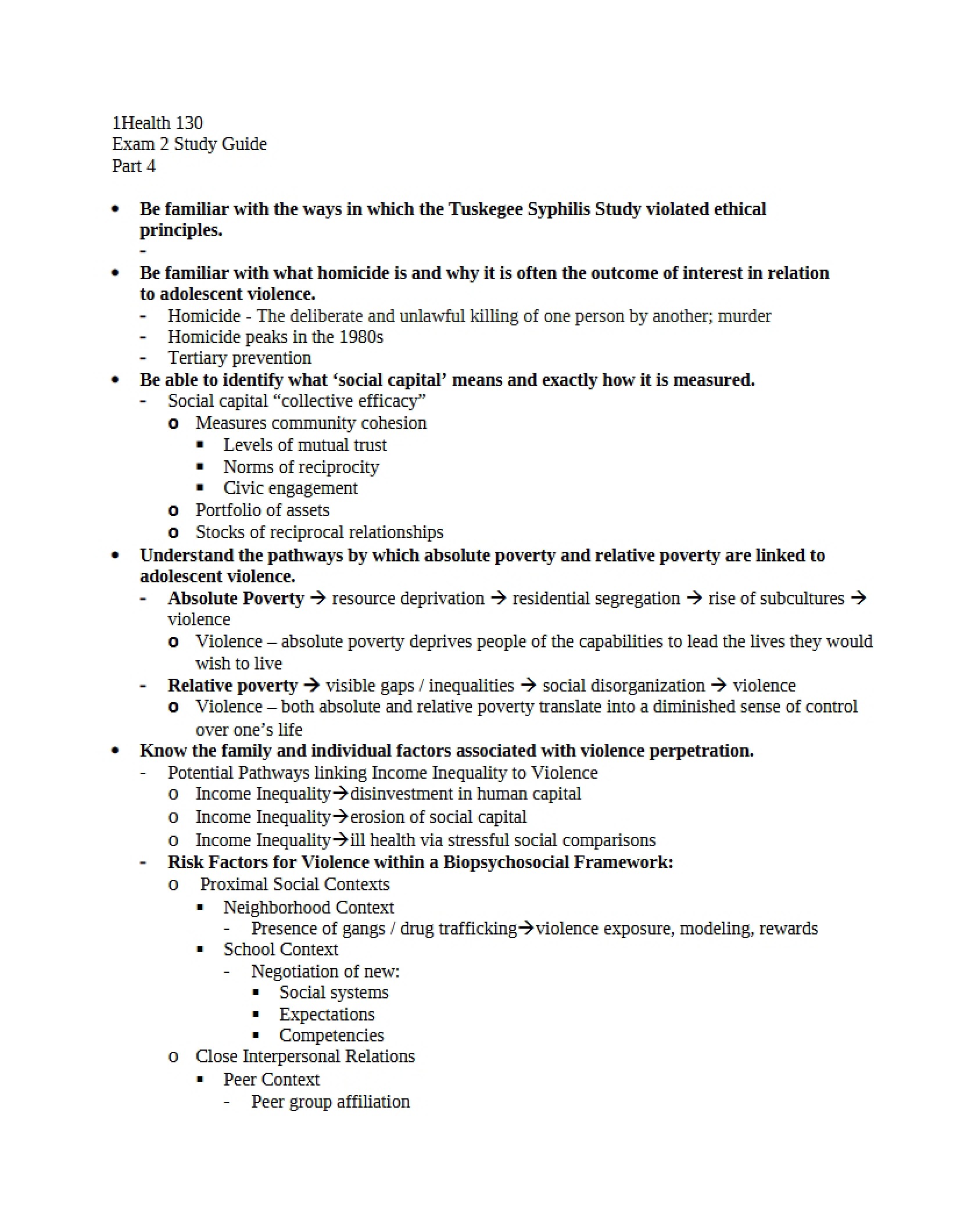 Study Guide for Exam 2