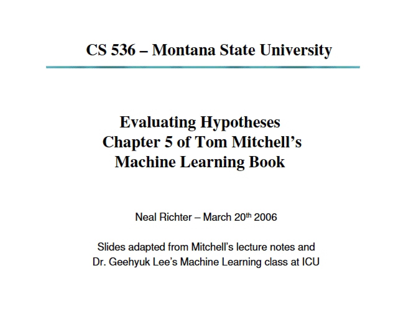 Hypothesis Evaluation