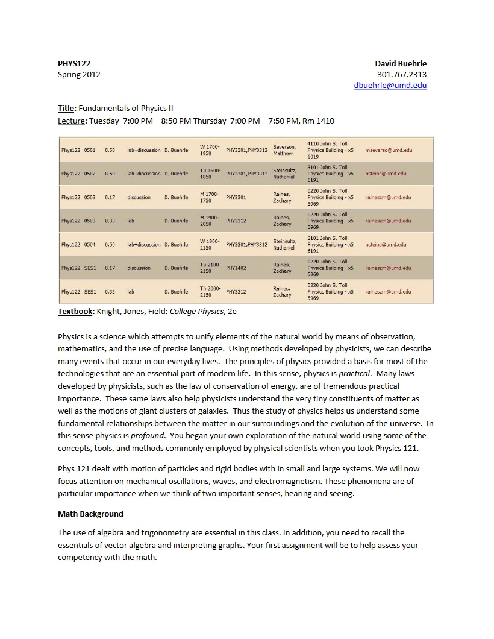 Syllabus Overview