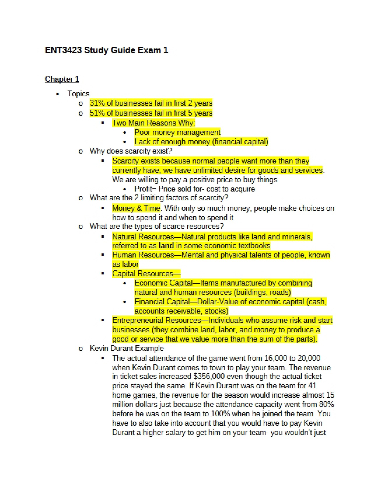Initial Exam Review for Funding Sources