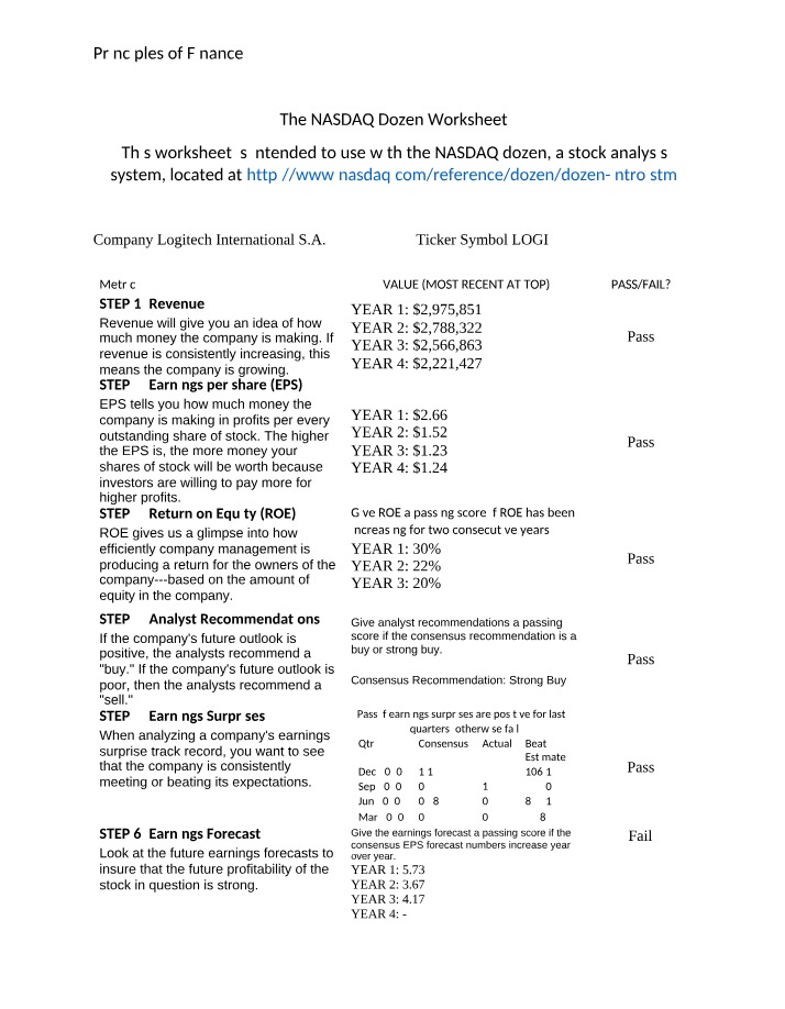 NASDAQ Dozen Worksheet Final