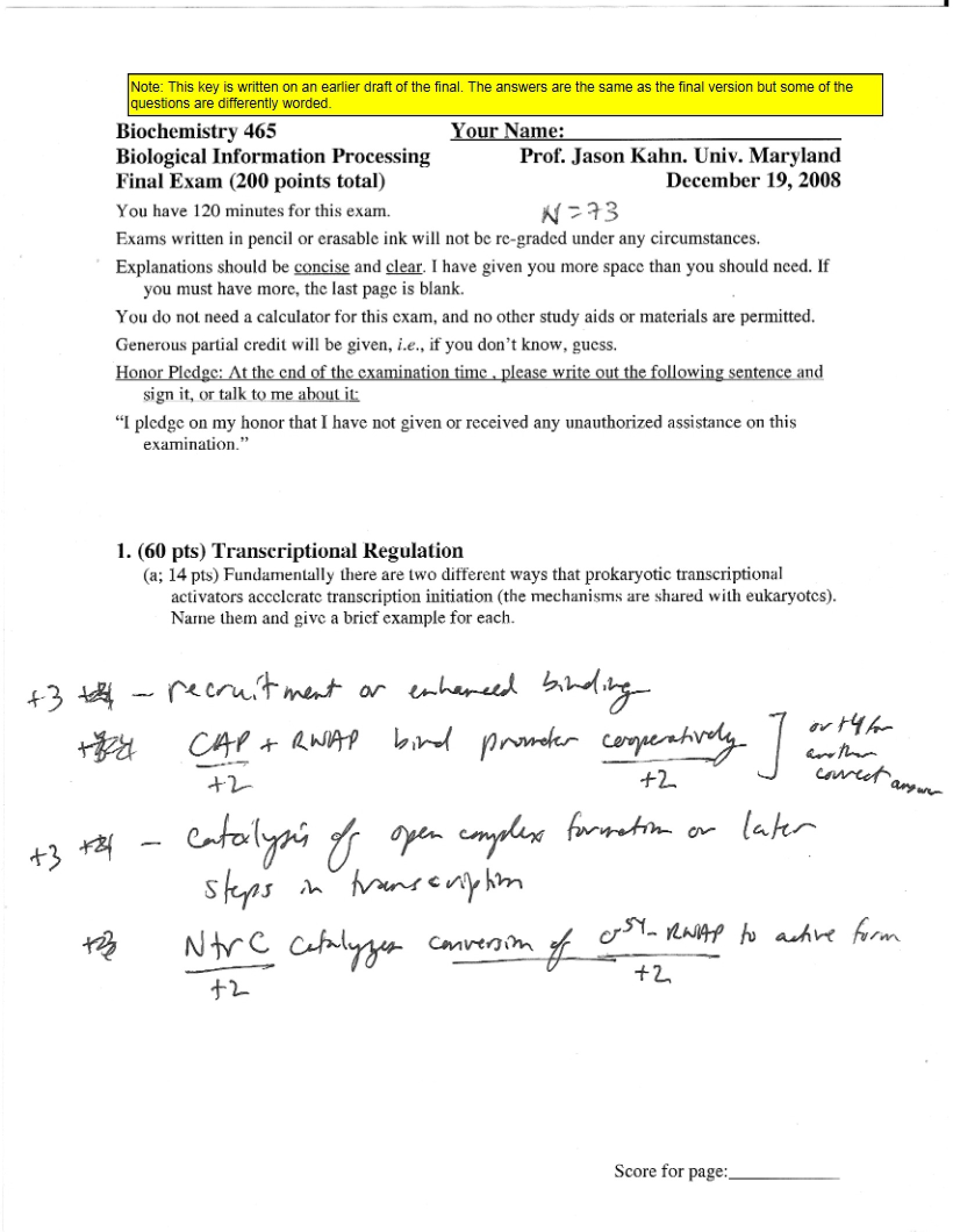 Exam Final Key