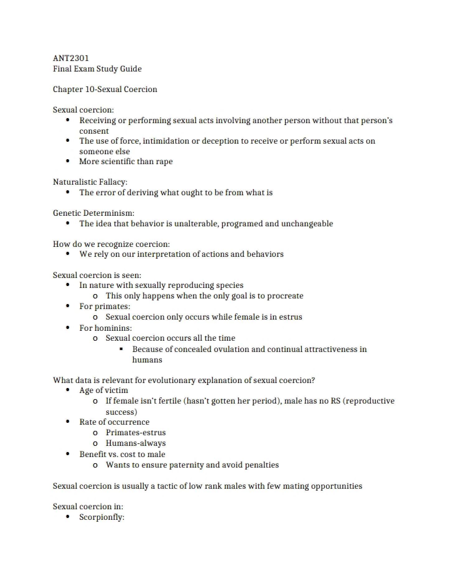 Year-End Review for Human Sexuality