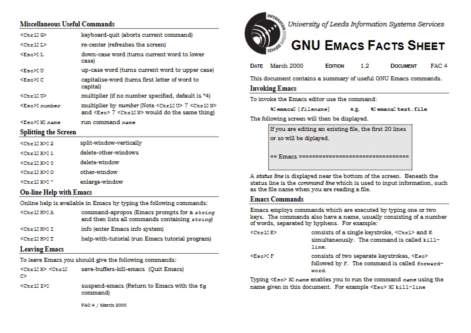 Sheet for Emacs