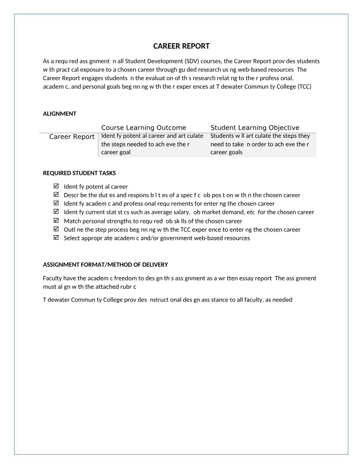 Career Report Assignment Guide