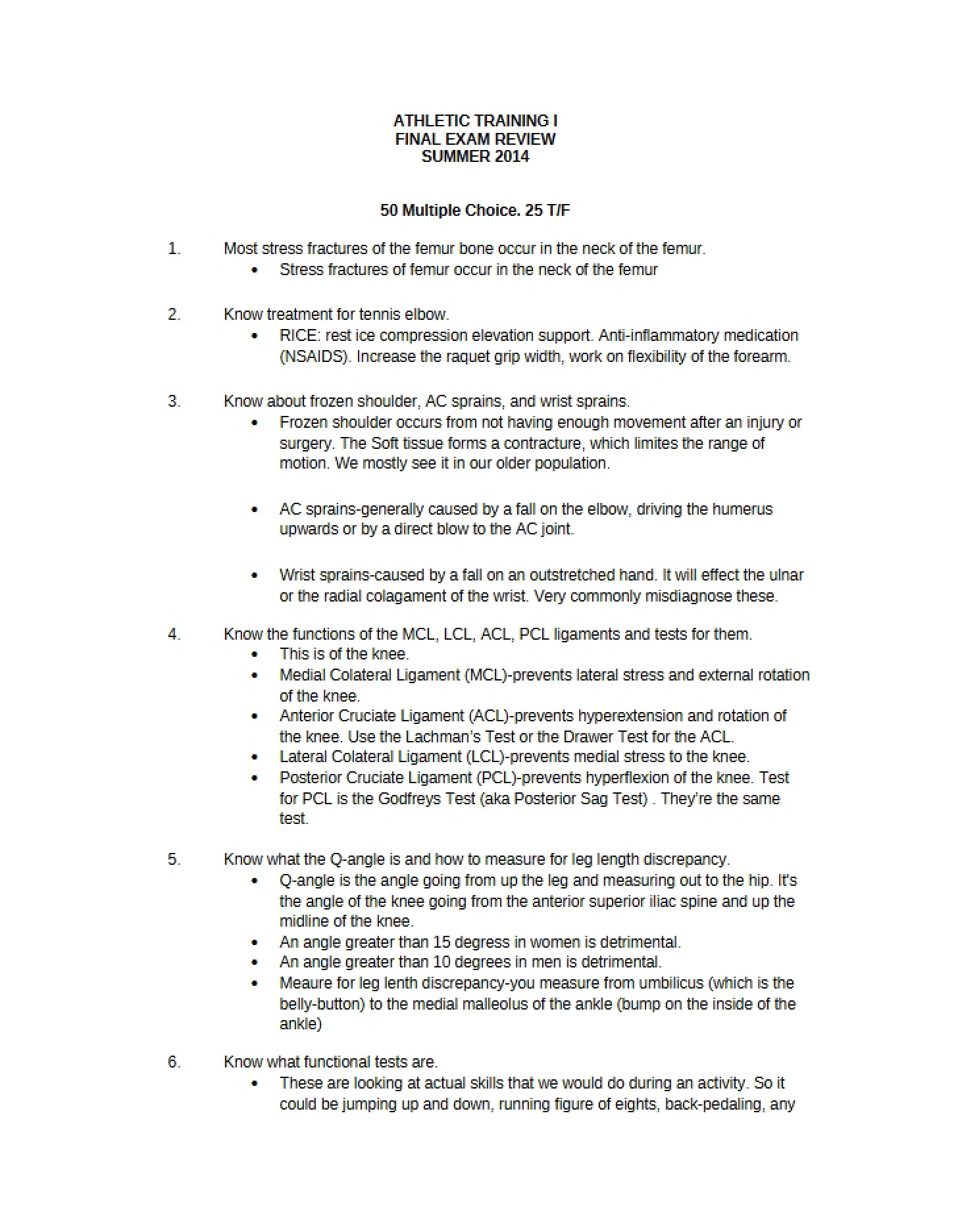 Cumulative Academic Recap for the Exit Examination
