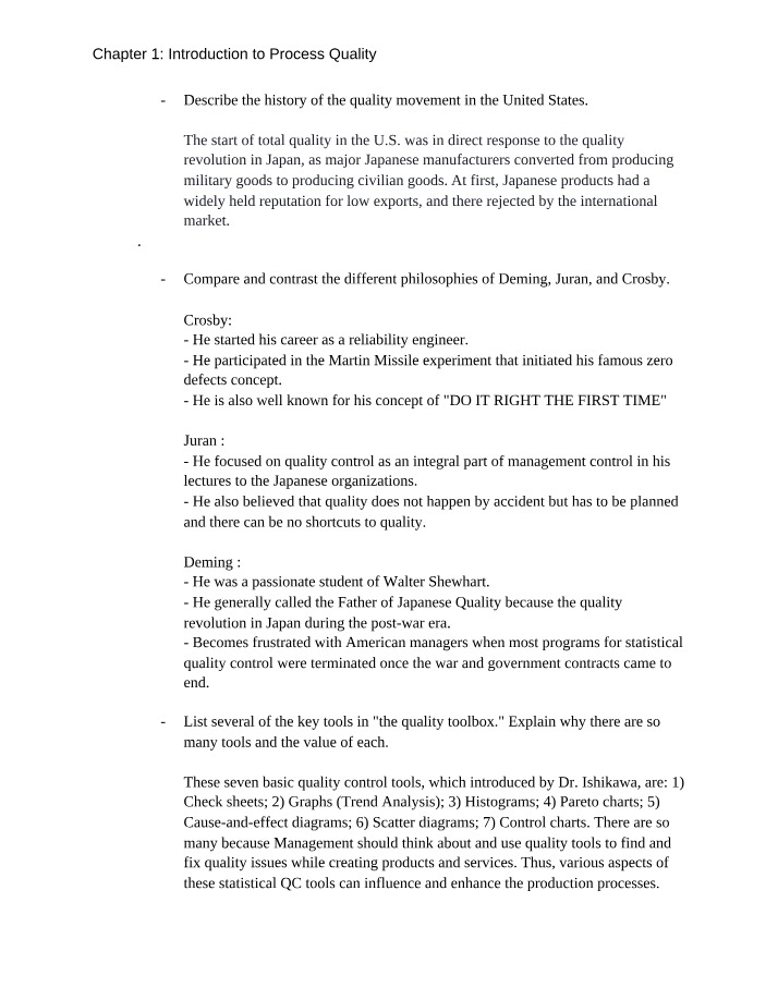 Process Quality - Chapter 1 Introduction