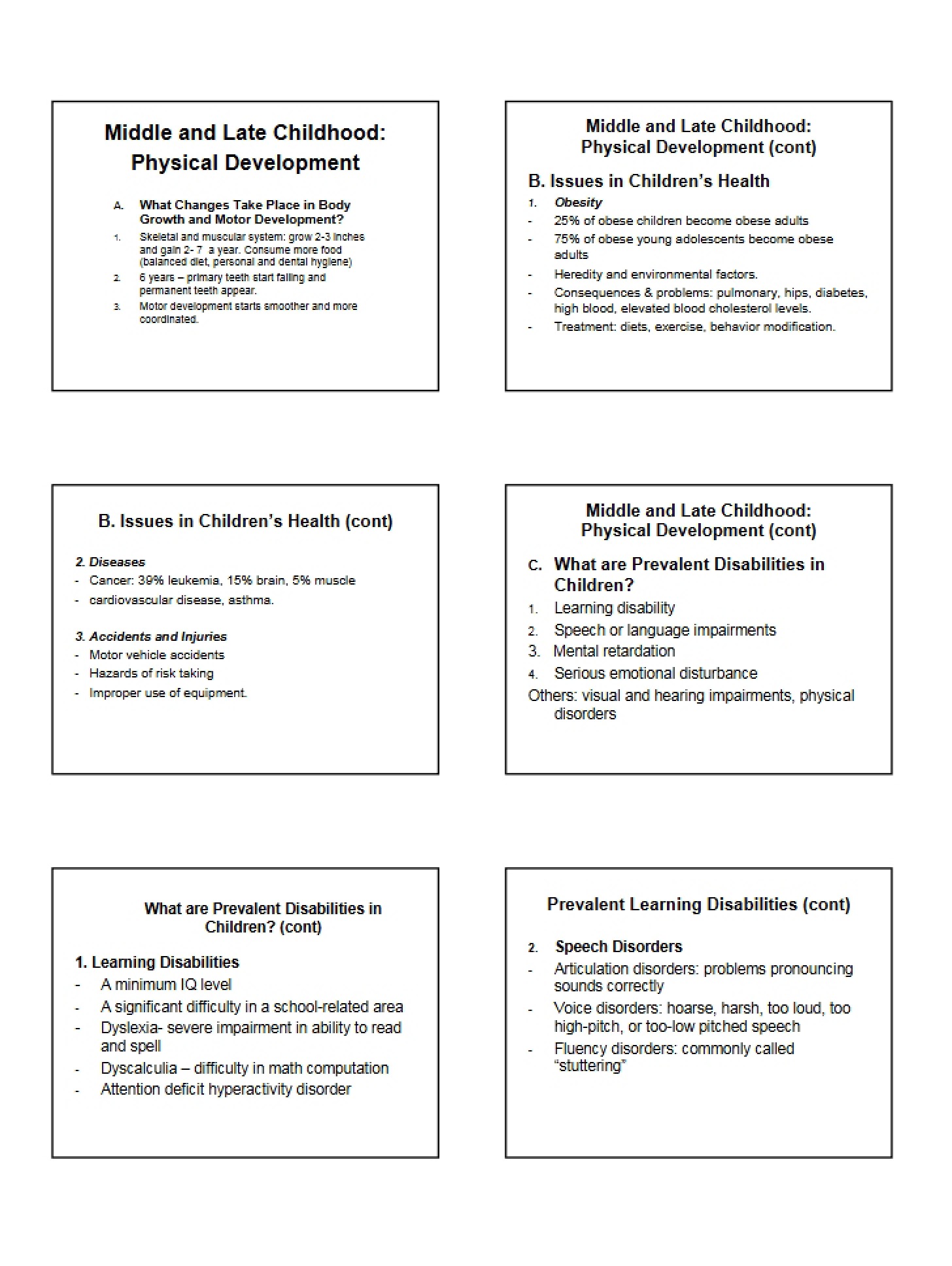 Physical Development in Late and Middle Childhood