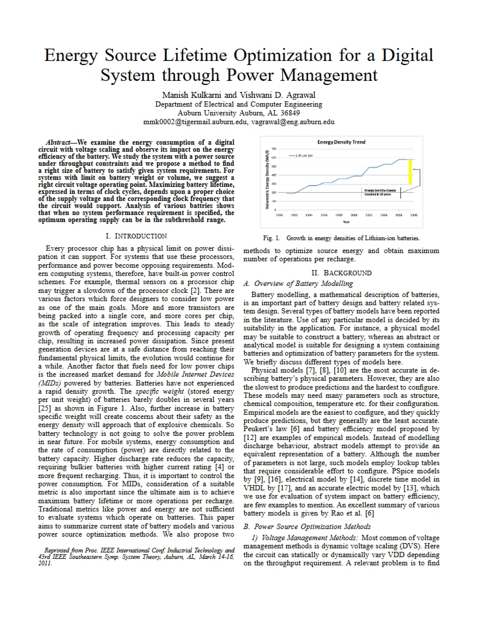 Optimizing Lifetime of Energy Sources