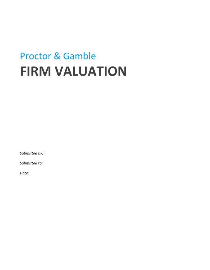 Proctor & Gamble Firm Valuation