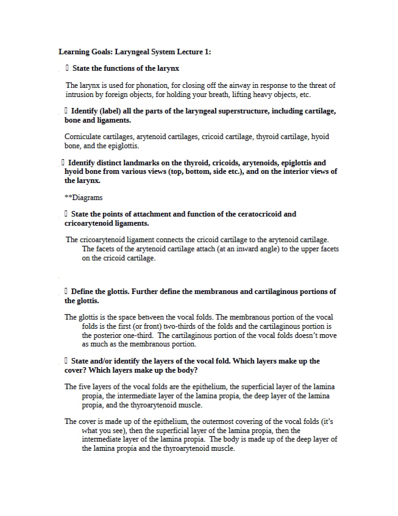 Learning Goals for Speech Science Exam 2