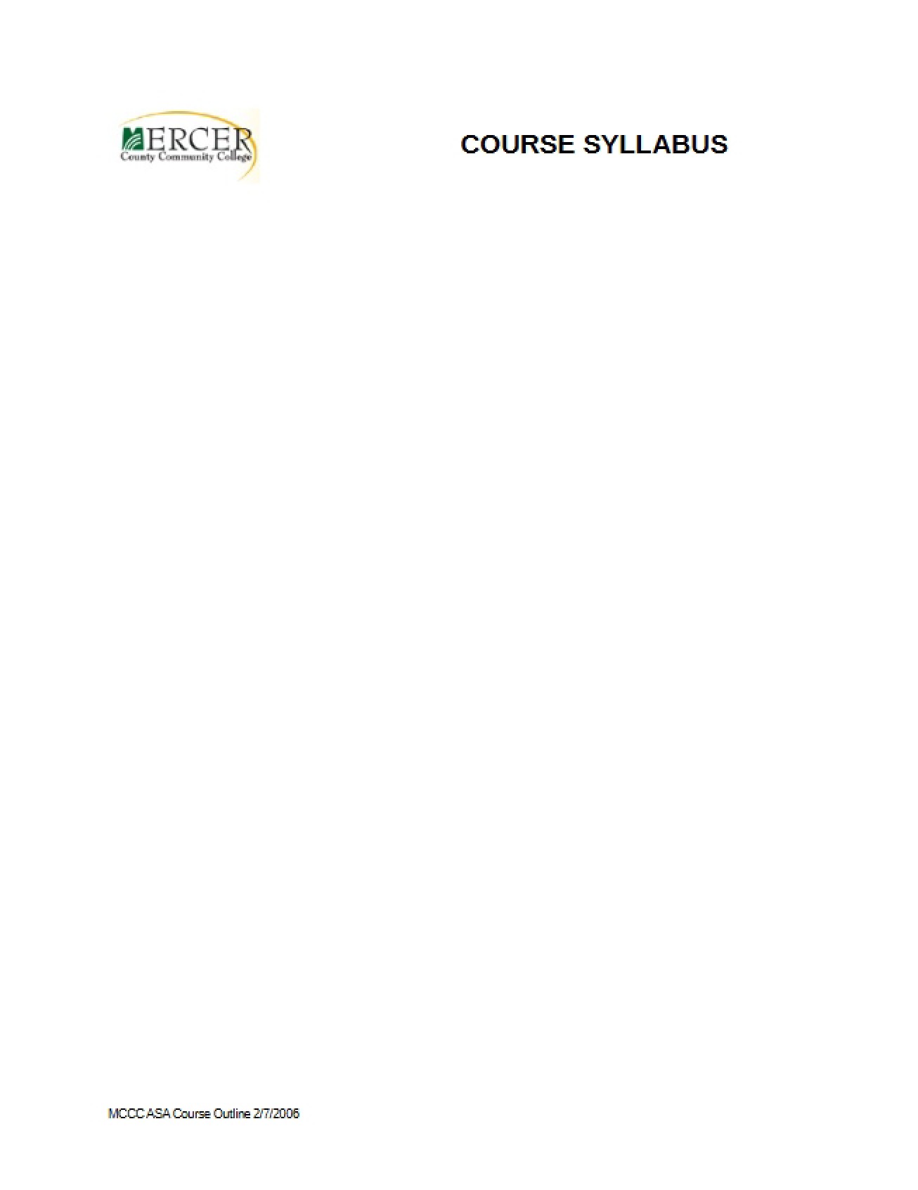 Syllabus for Principles of Microbiology