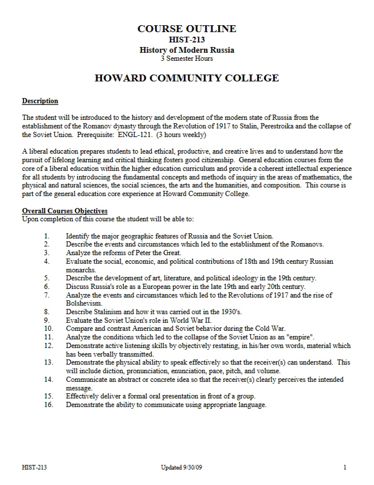 Modern Russia History Syllabus