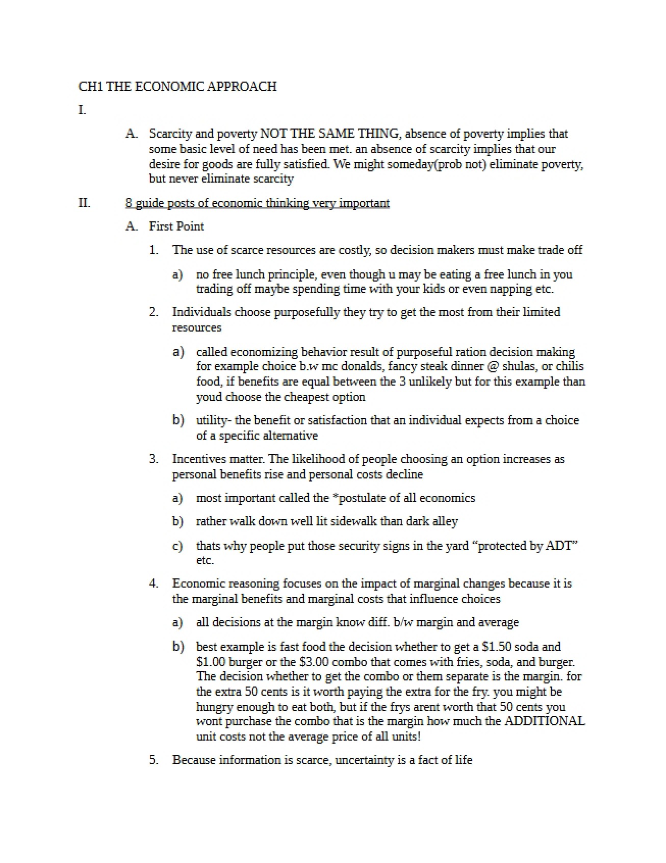 First Chapter's Approach to Economics