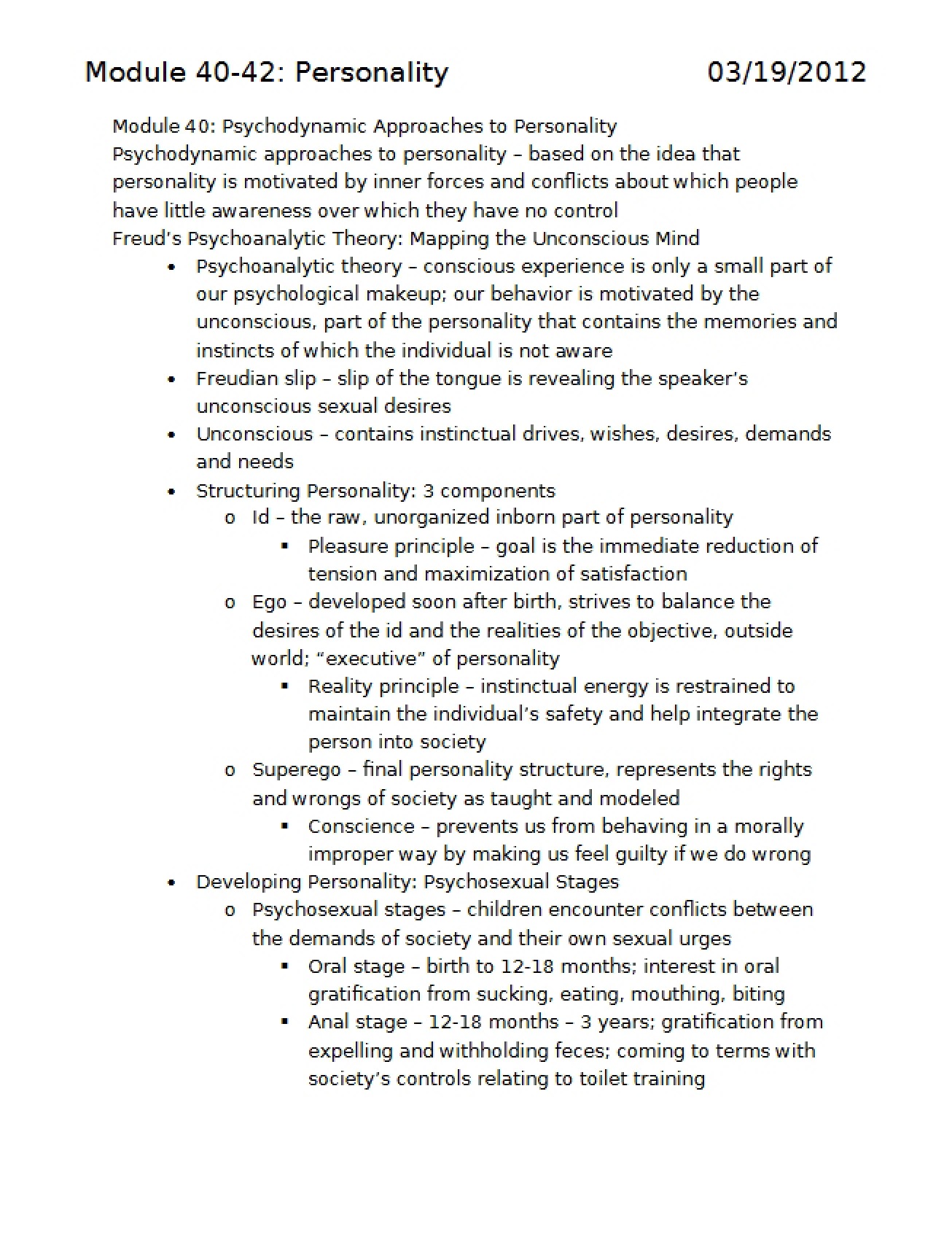 Personality Modules 40-42