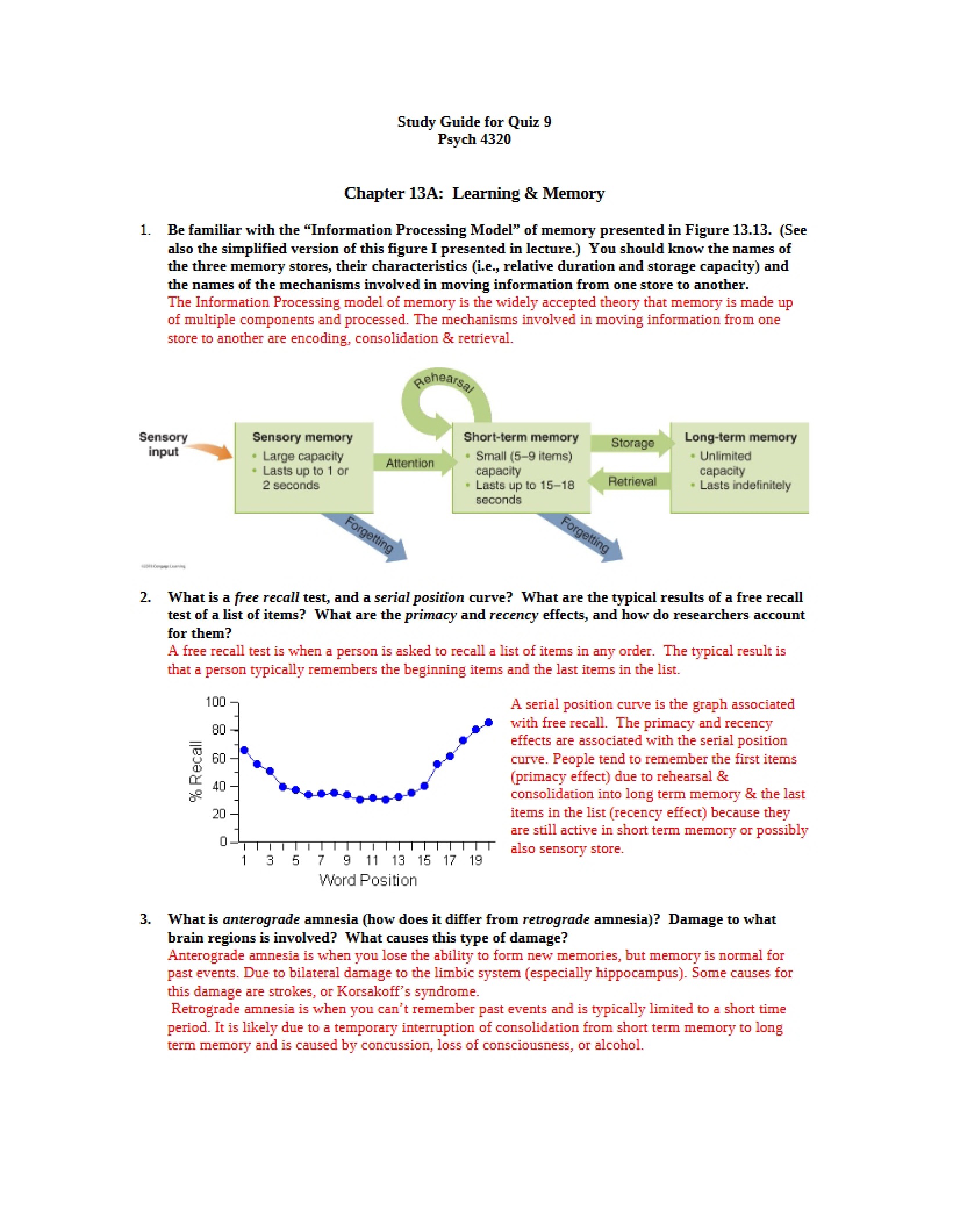 Quiz Nine Study Guide