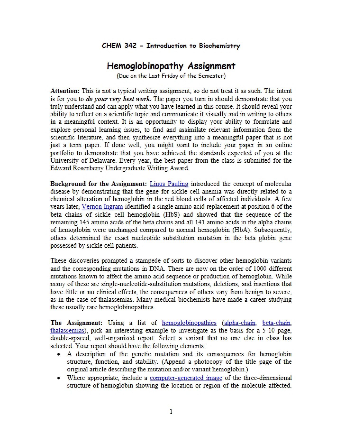 Assignment Hemoglobinopathy