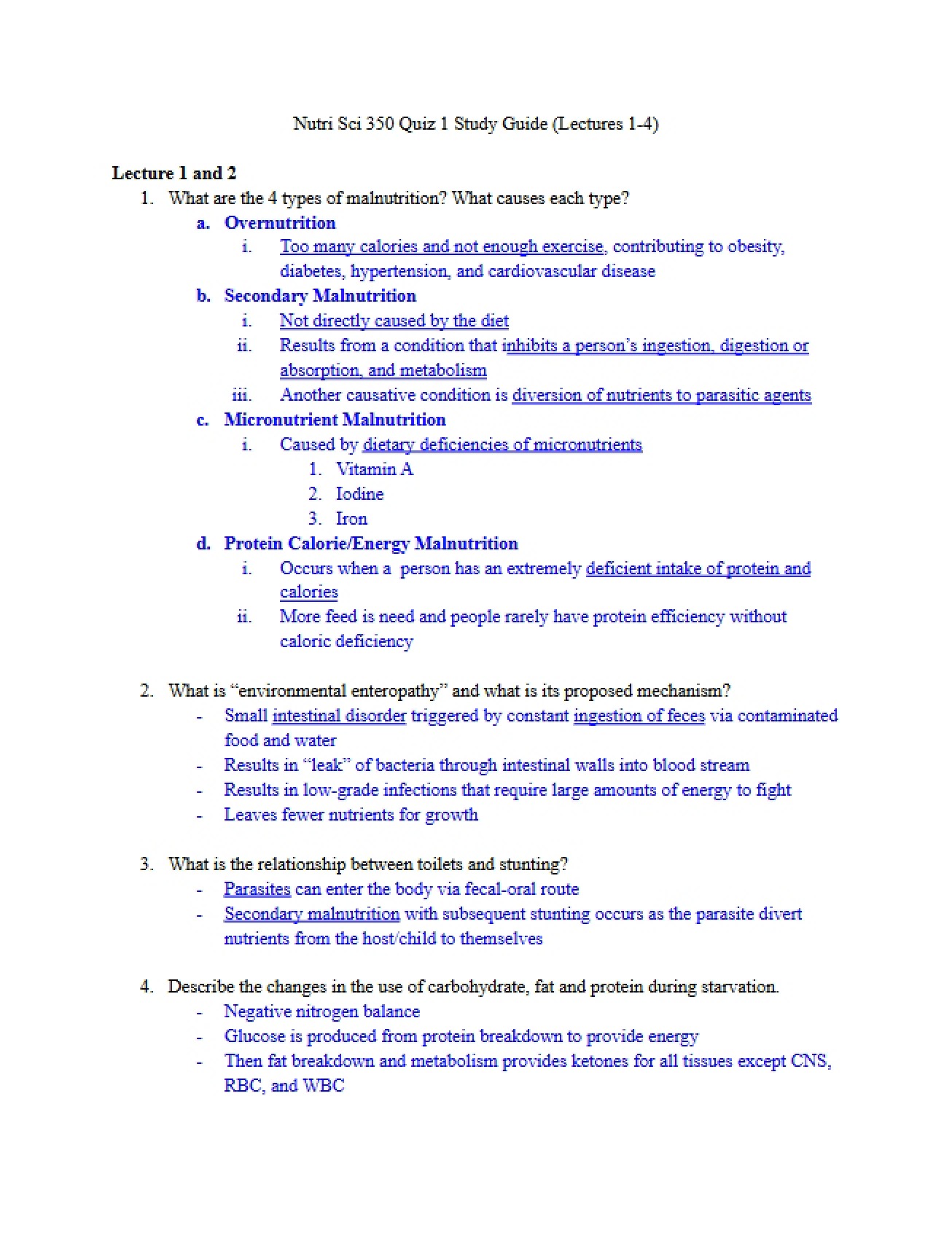 Study Guide for Nutri Sci Exam 2