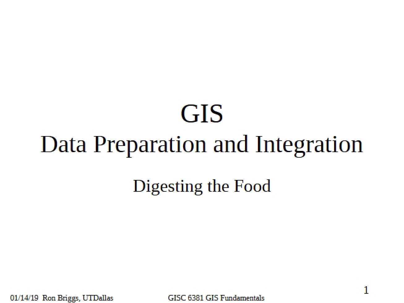 GIS Introduction Lecture Notes