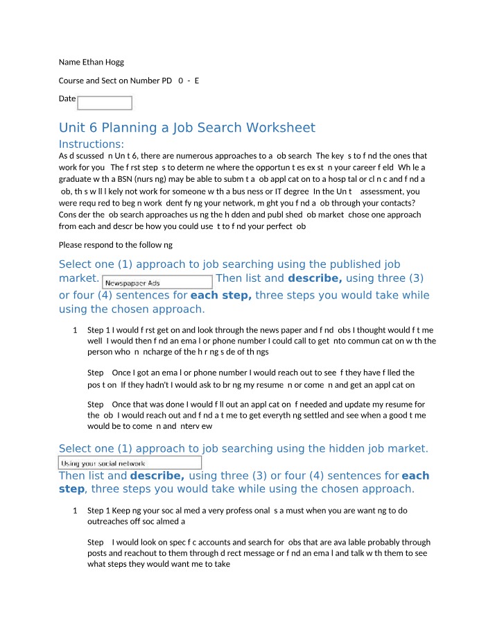 Worksheet - Job Searching Strategies