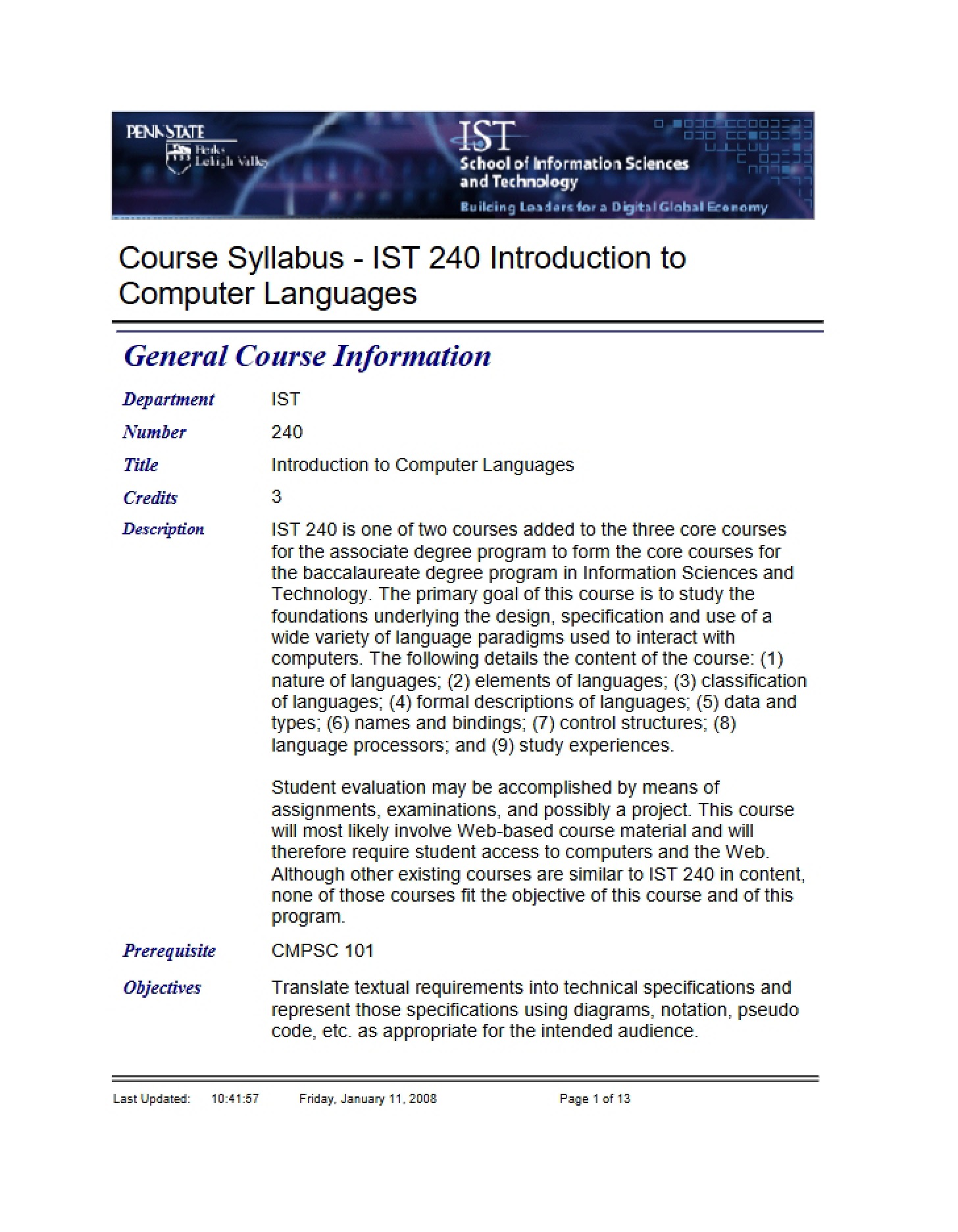 Languages for Computing