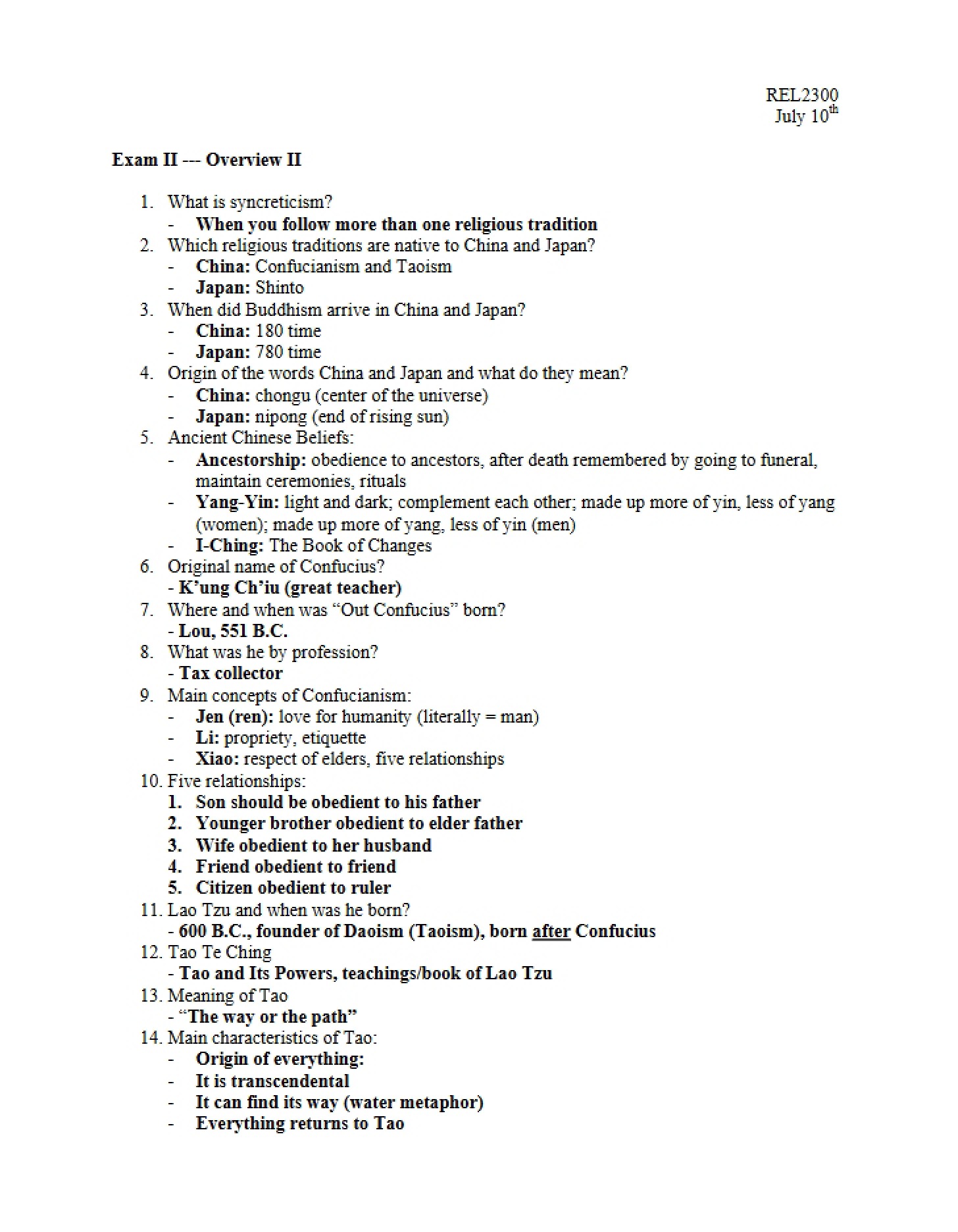 Second Examination