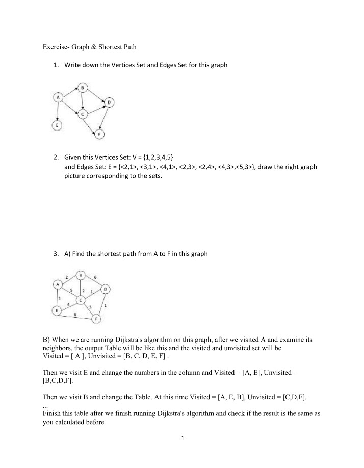 Finding the Shortest Path in a Graph