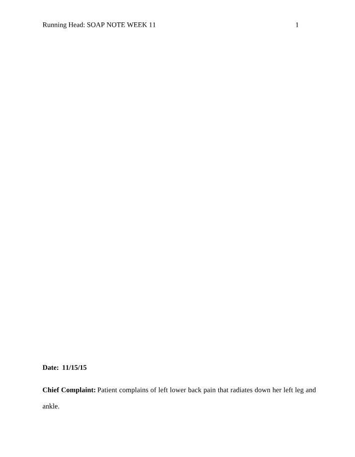 Week 11 SOAP Notes