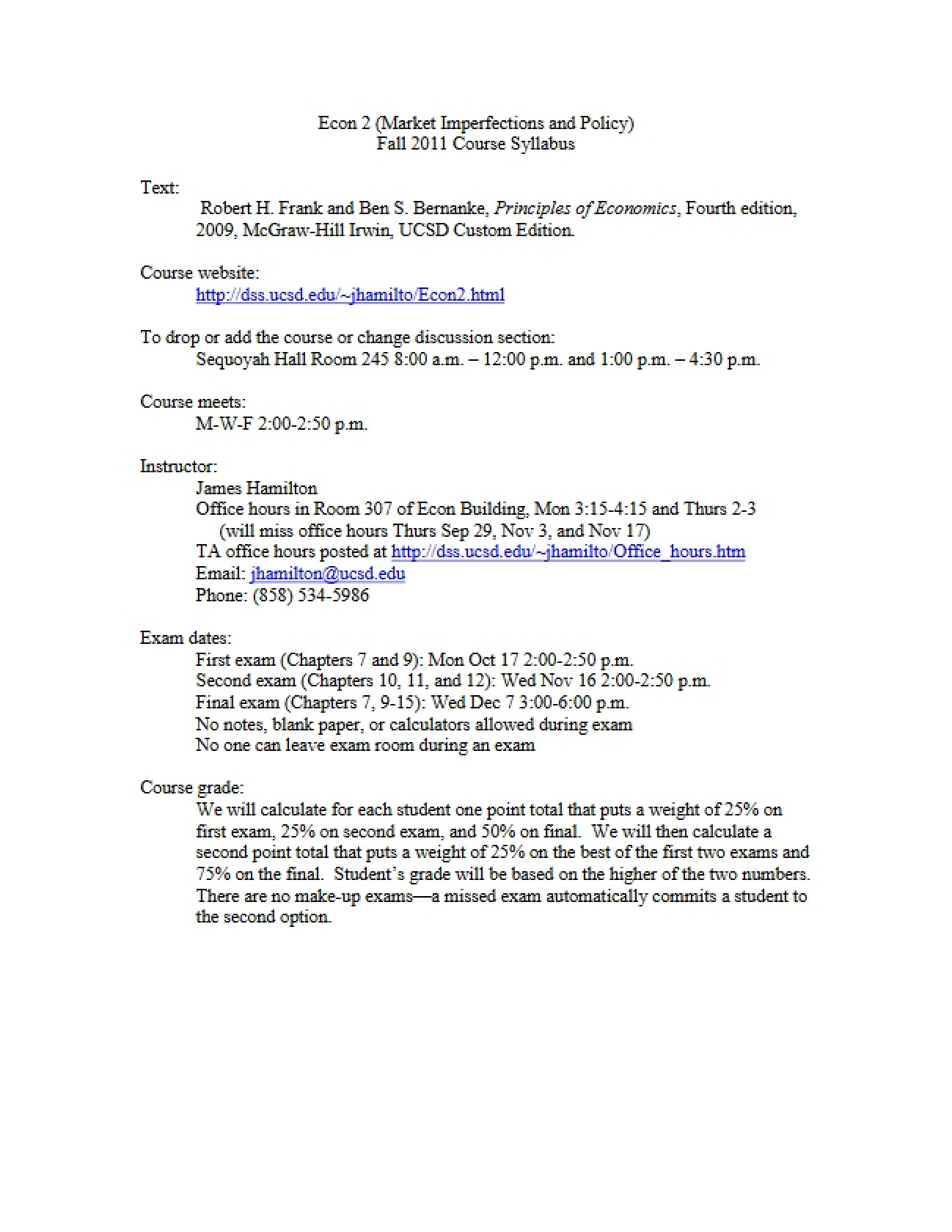 Market Policy and Imperfections Syllabus