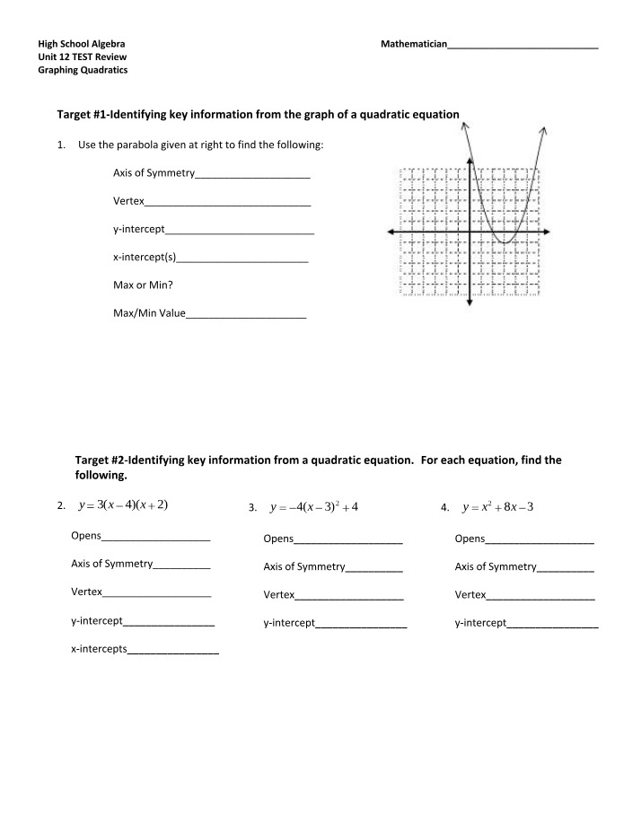 Test Review for Unit 12