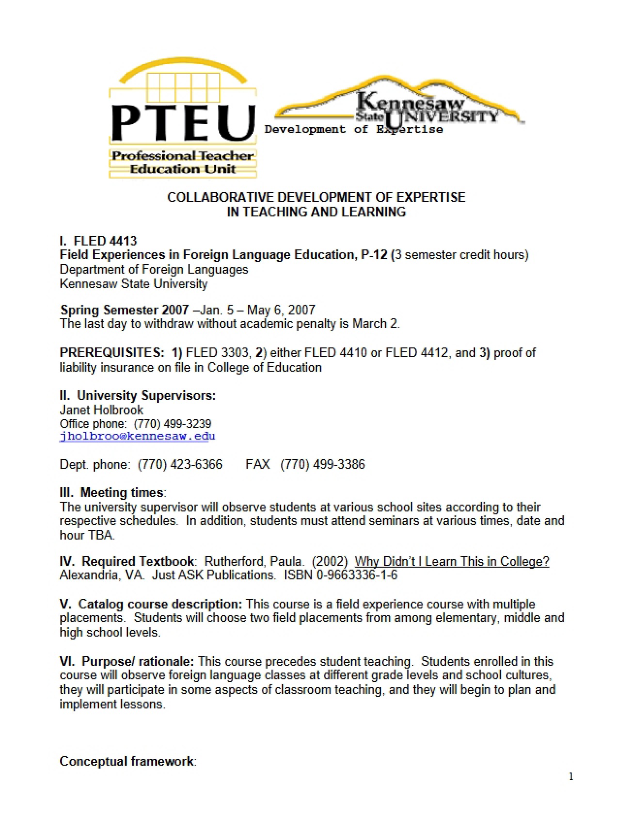 FLED 4413 Course Requirements