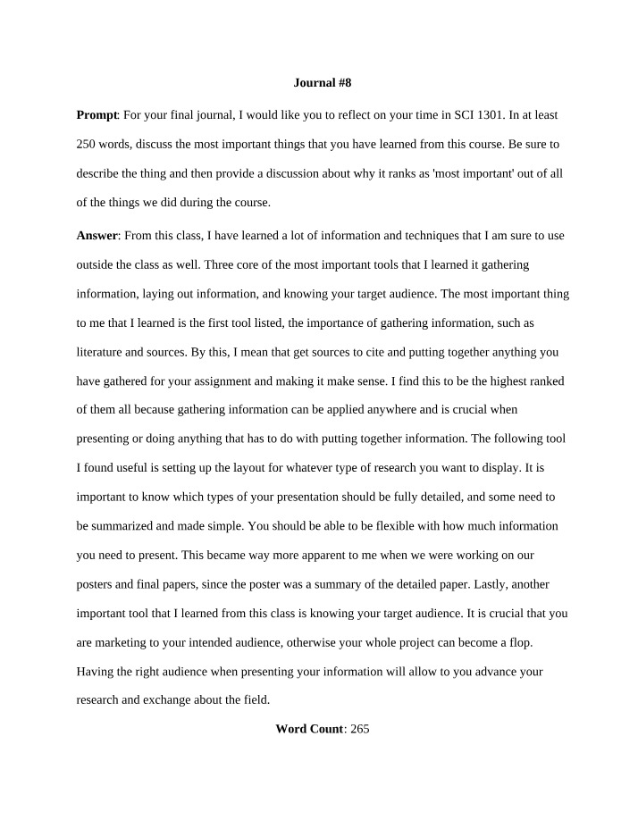 SCI 1301 Journal #8 - Final