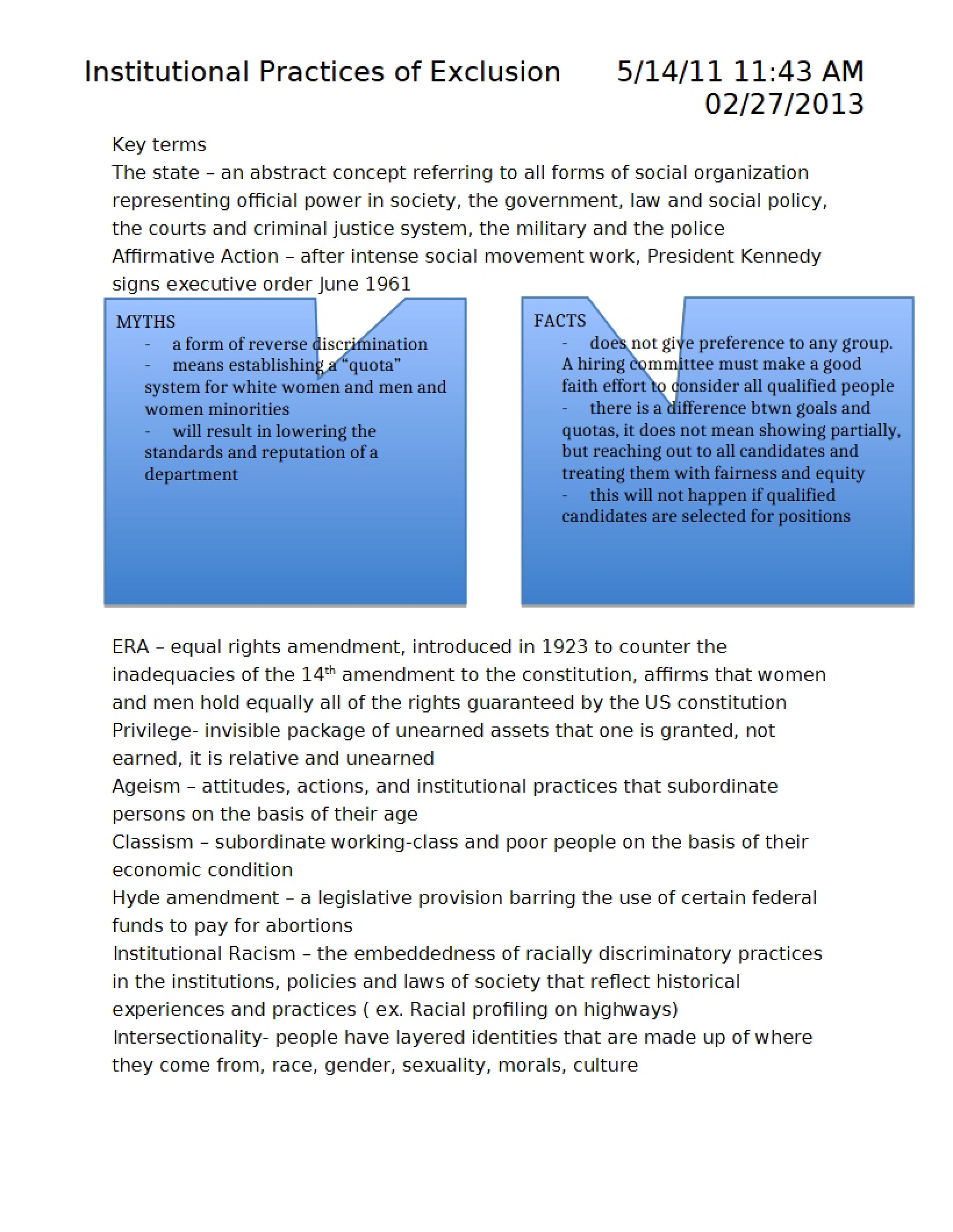 Exclusionary Institutional Practices