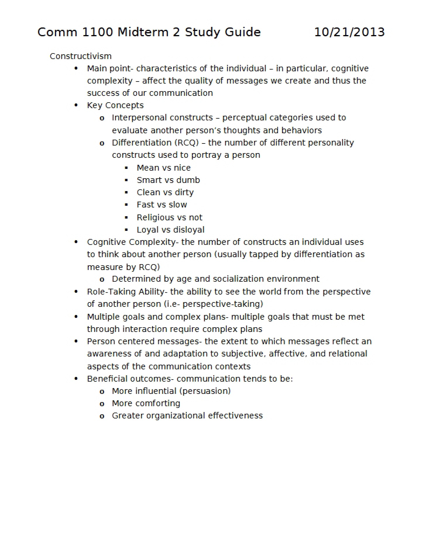 Second Midterm Study Guide
