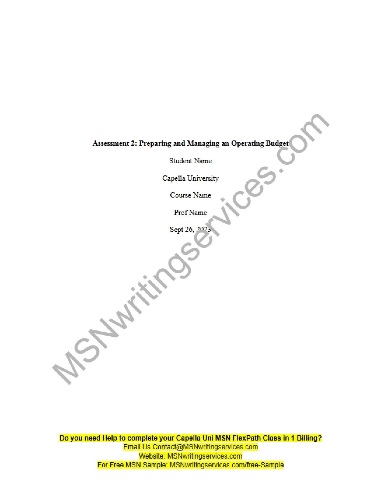 Managing and Preparing Operating Budgets Assessment 2