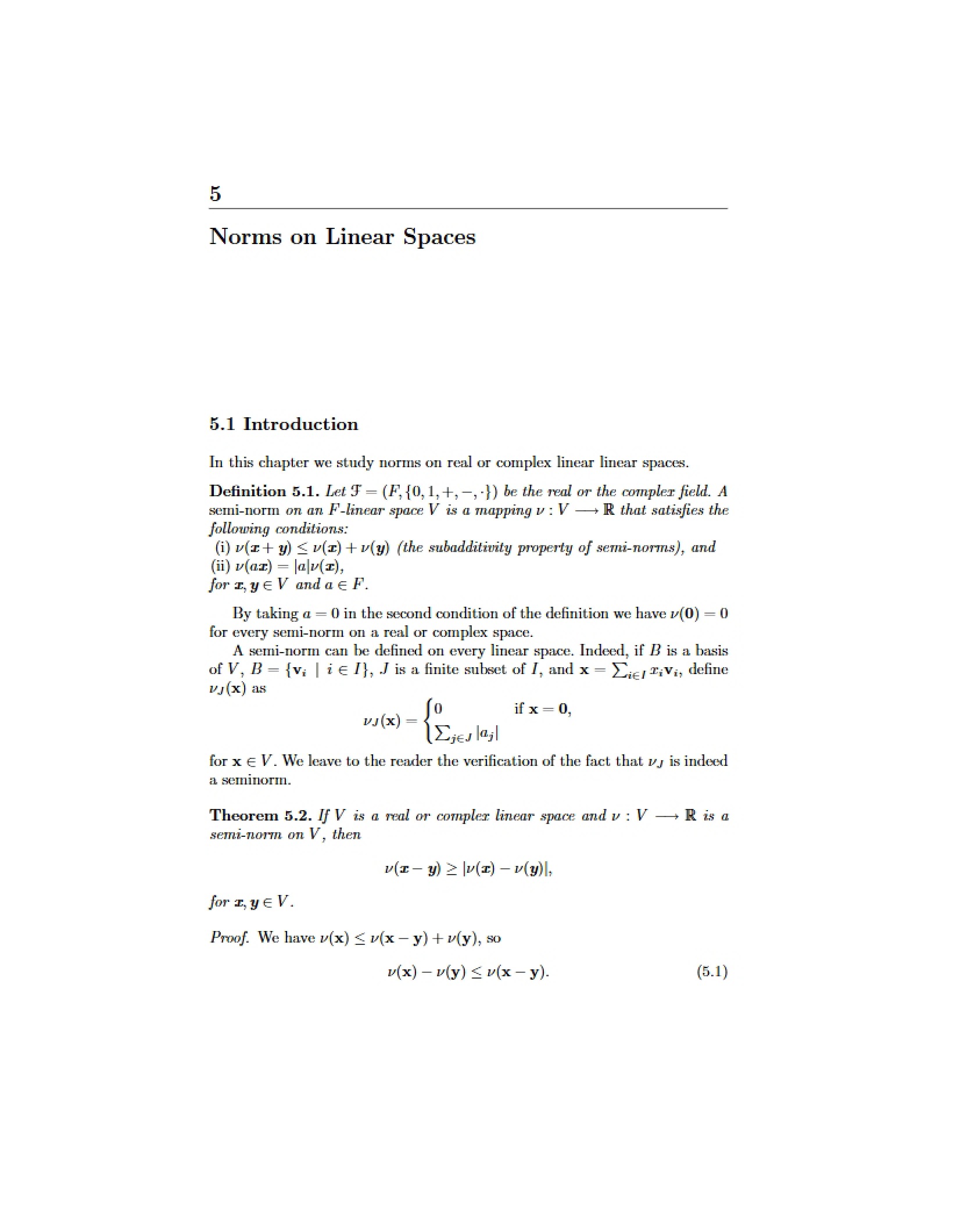 Linear Space Norms