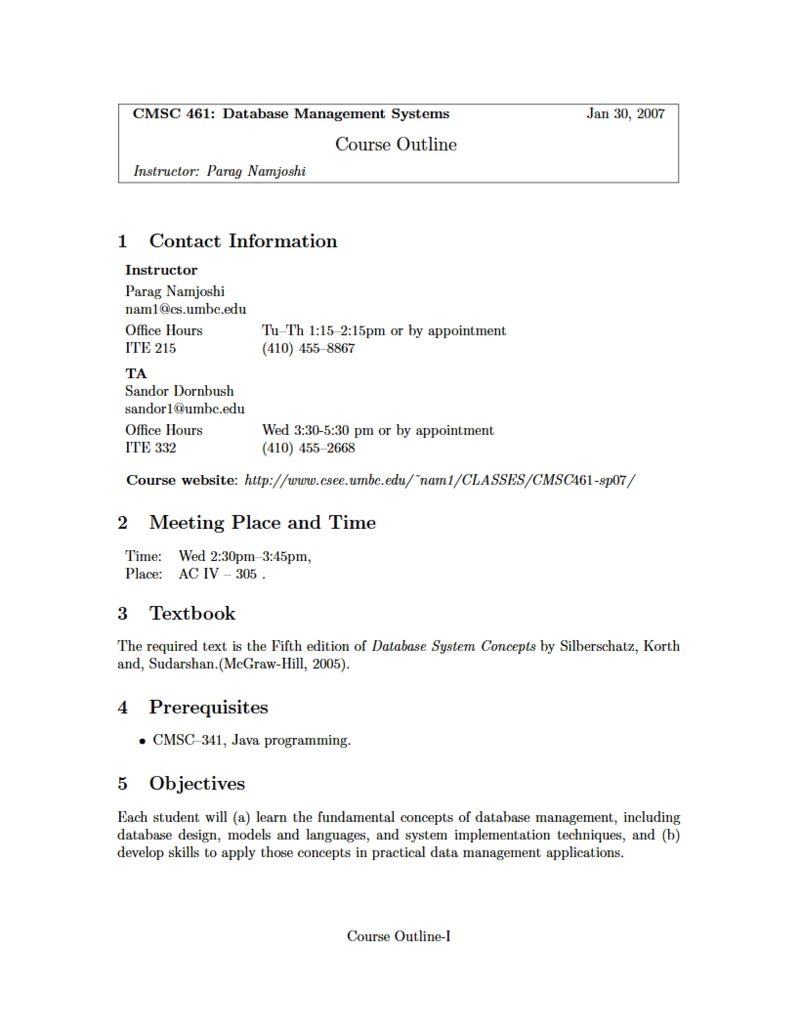 Database Management Systems (MSC 461)