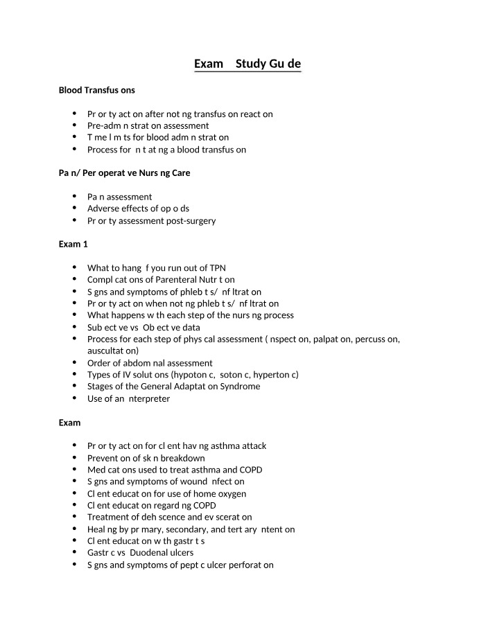 Study Guide for Exam 5