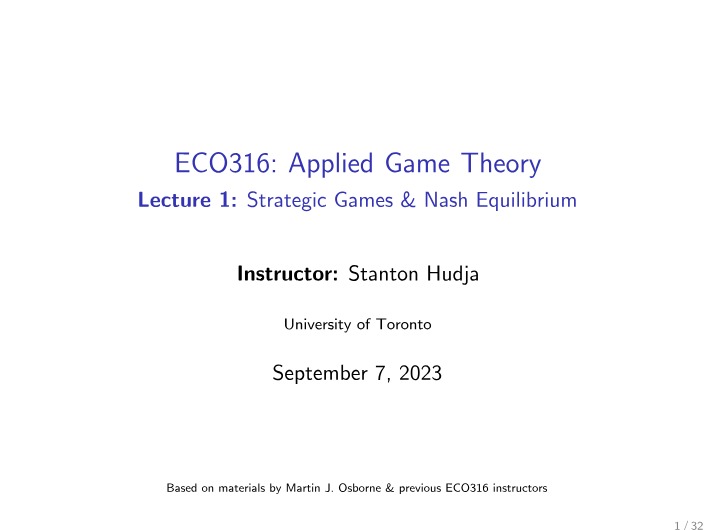 Week 1 - Game Theory