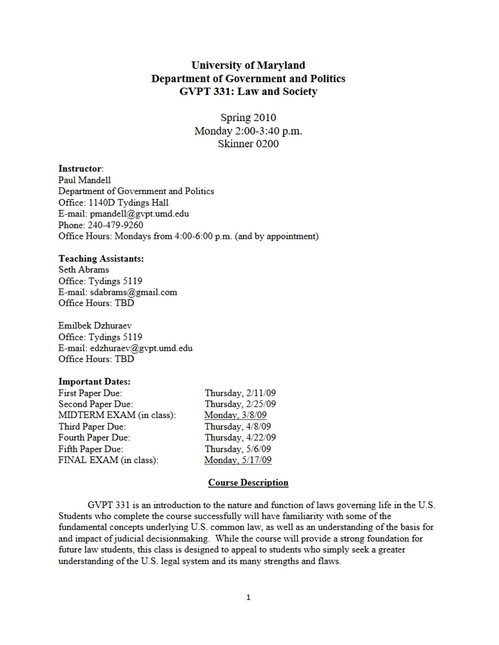 GVPT 331 Semester Plan