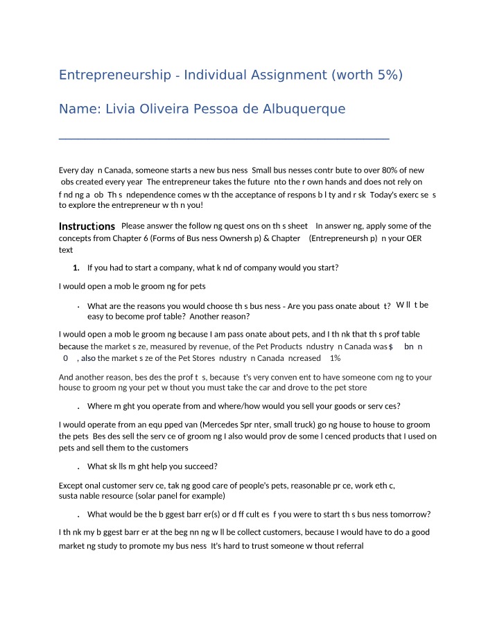 Entrepreneurship Individual Assignment Part B