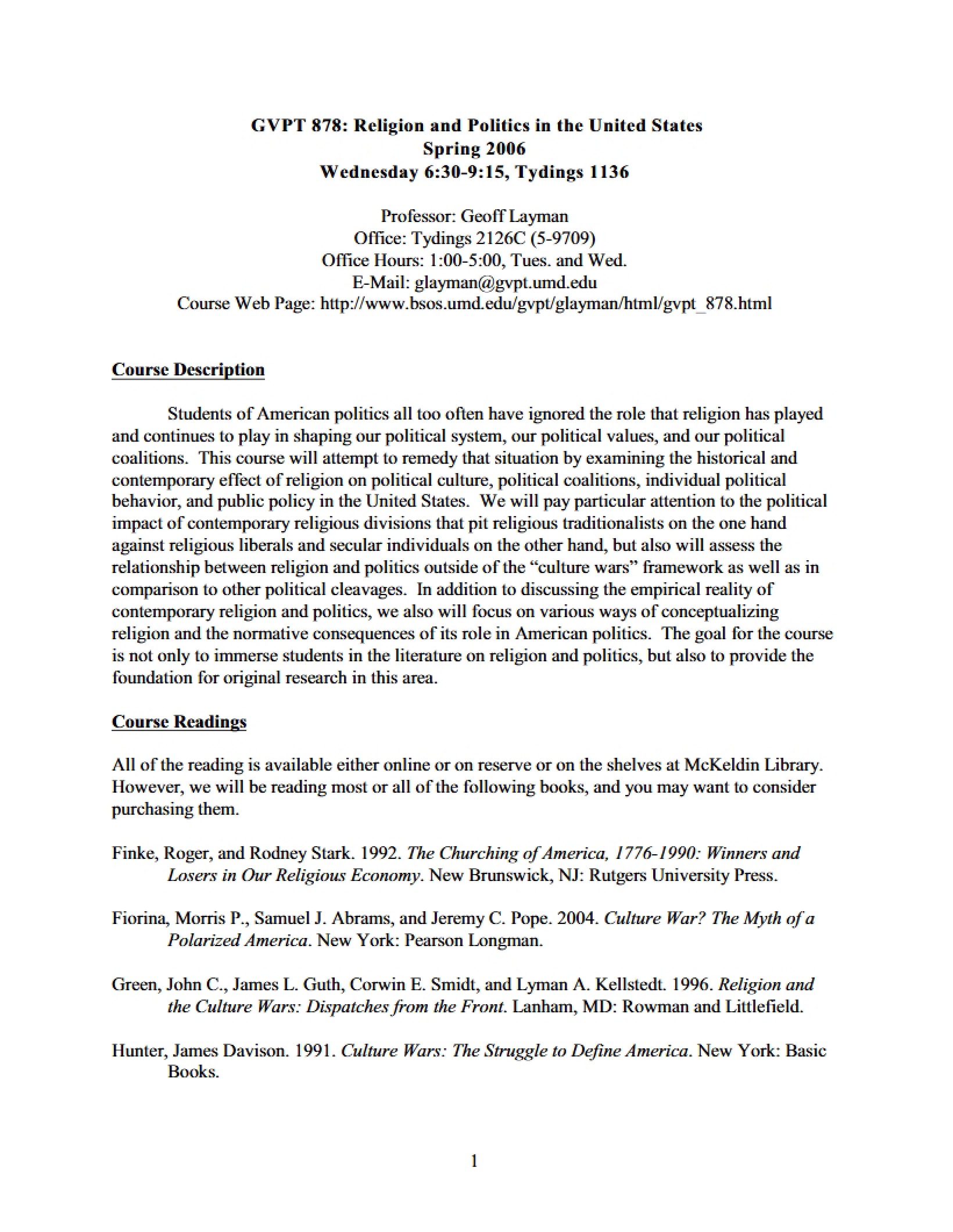 Problems in American Government Syllabus