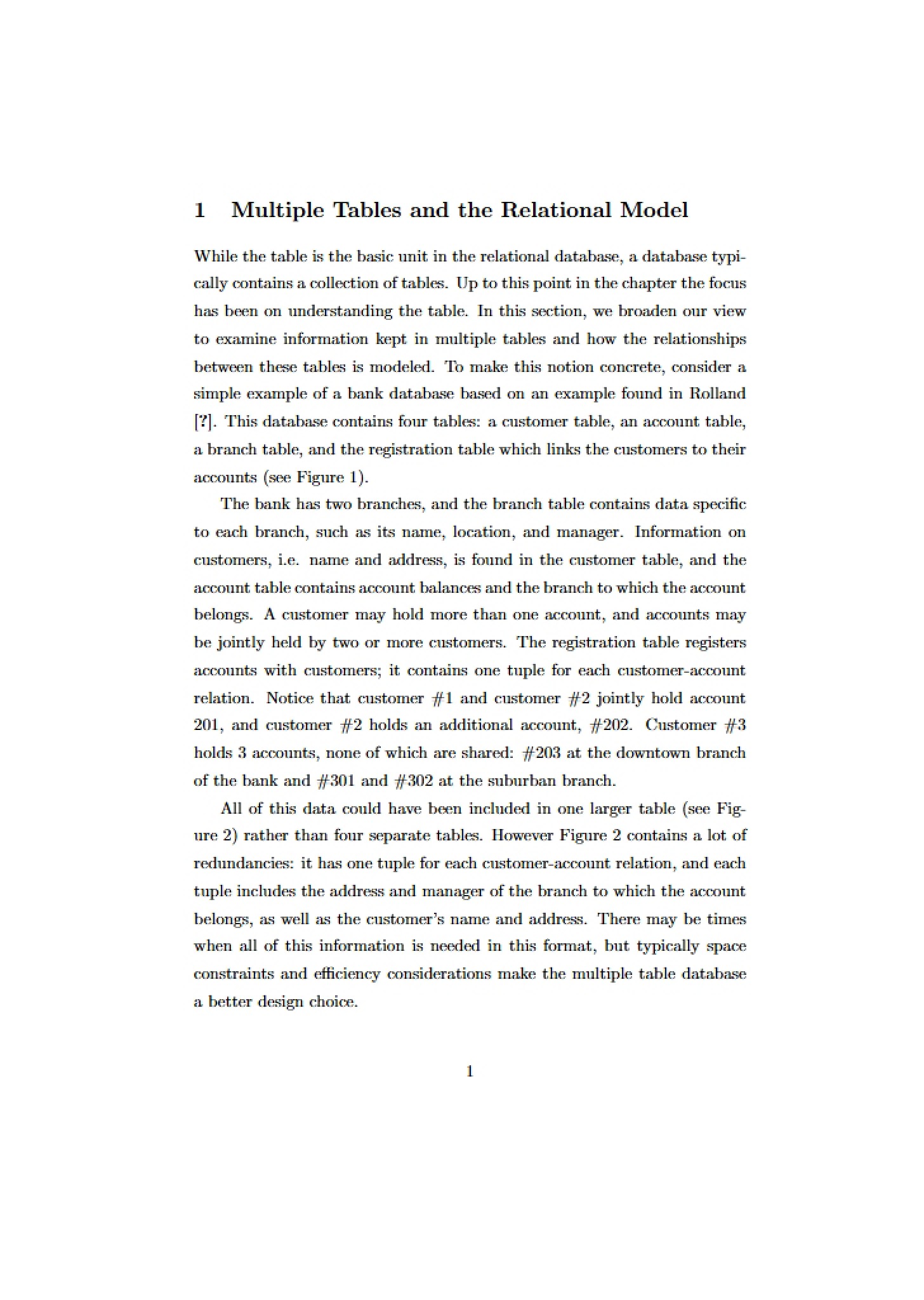 Relational Model and Multiple Tables
