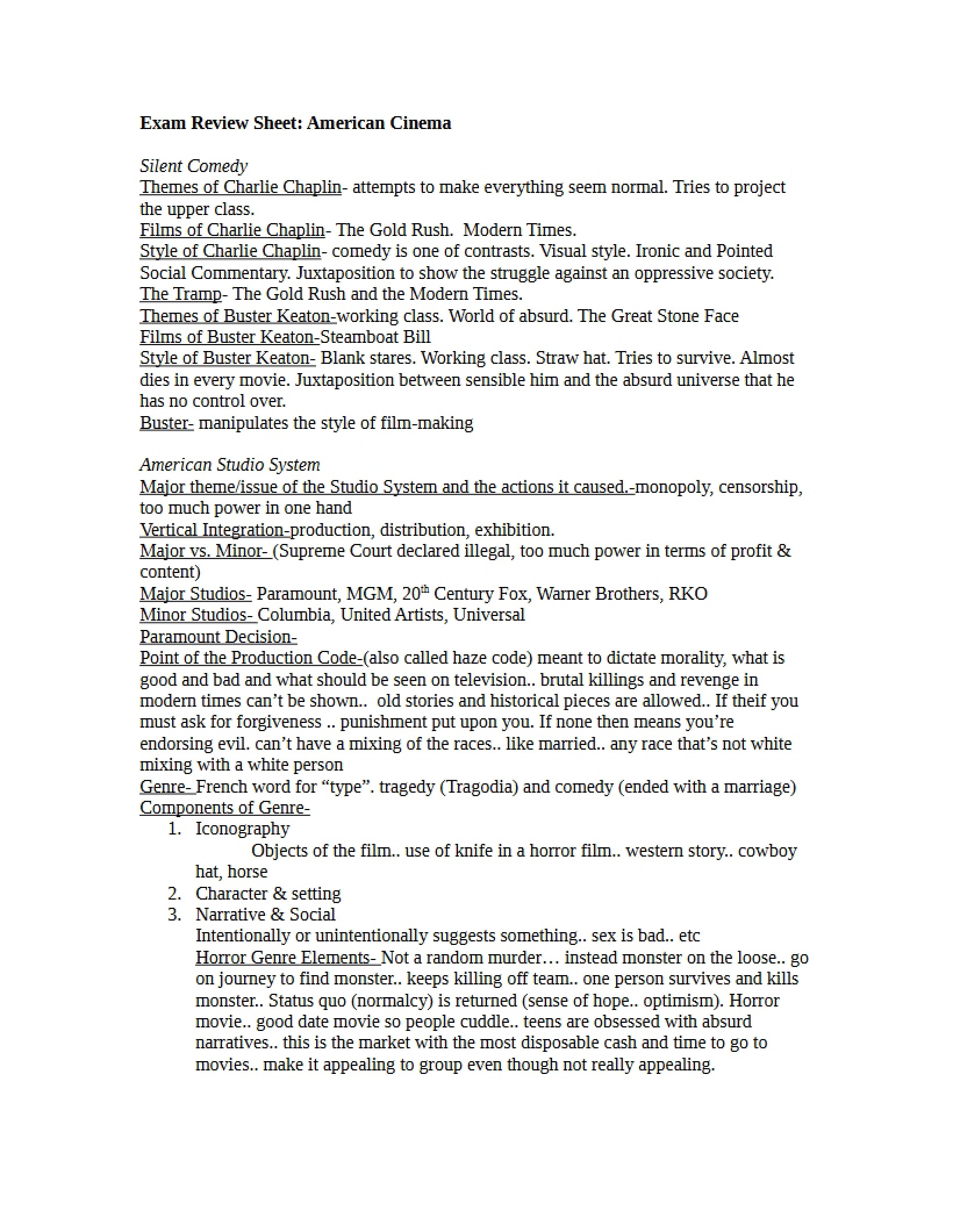 Second Exam Review Sheet