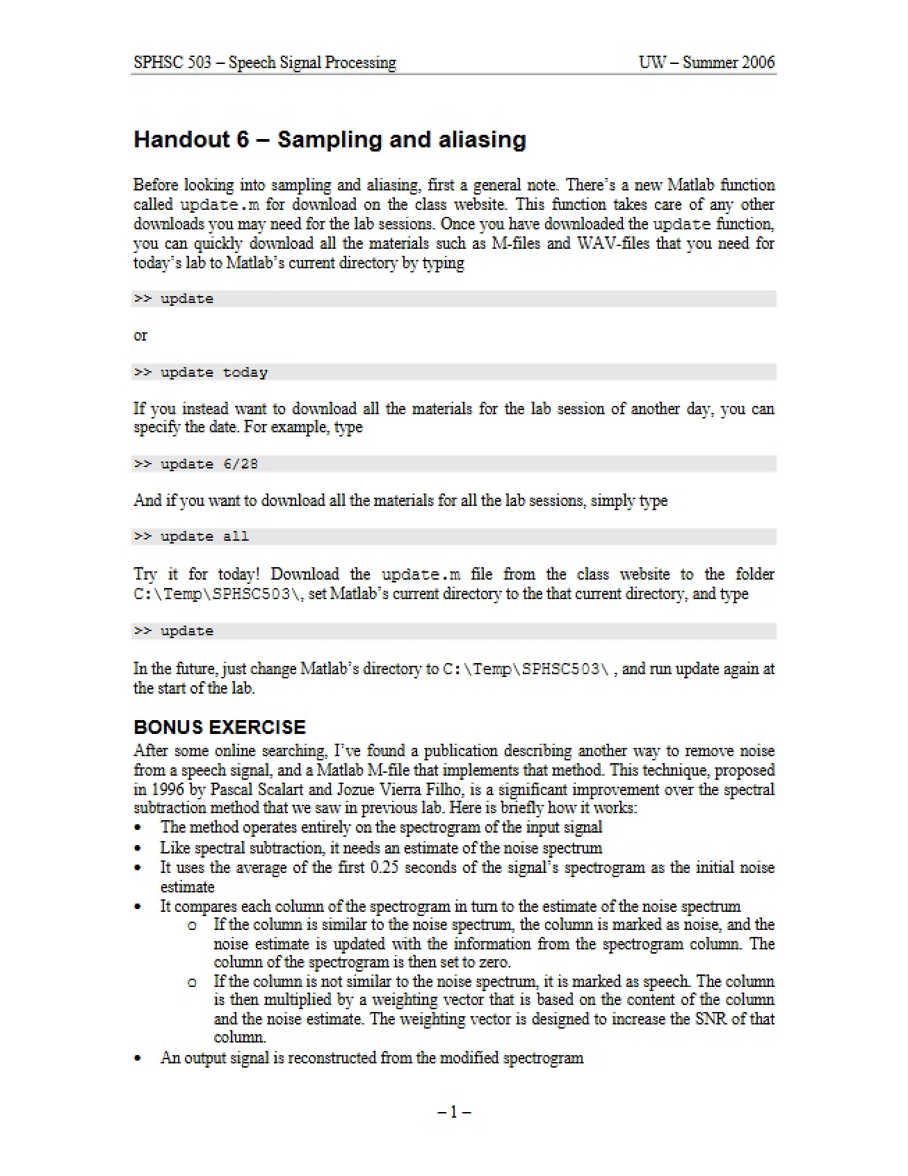 Aliasing and Sampling