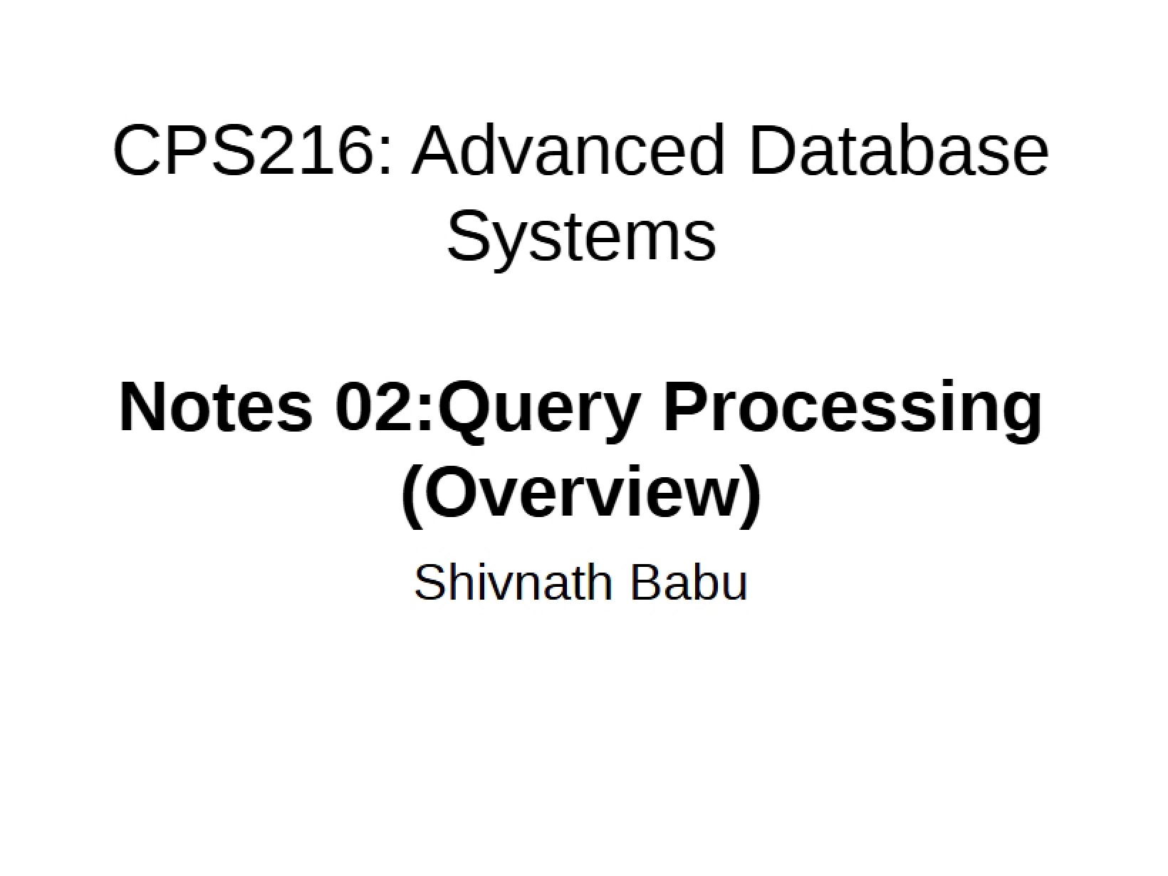 Processing of Queries