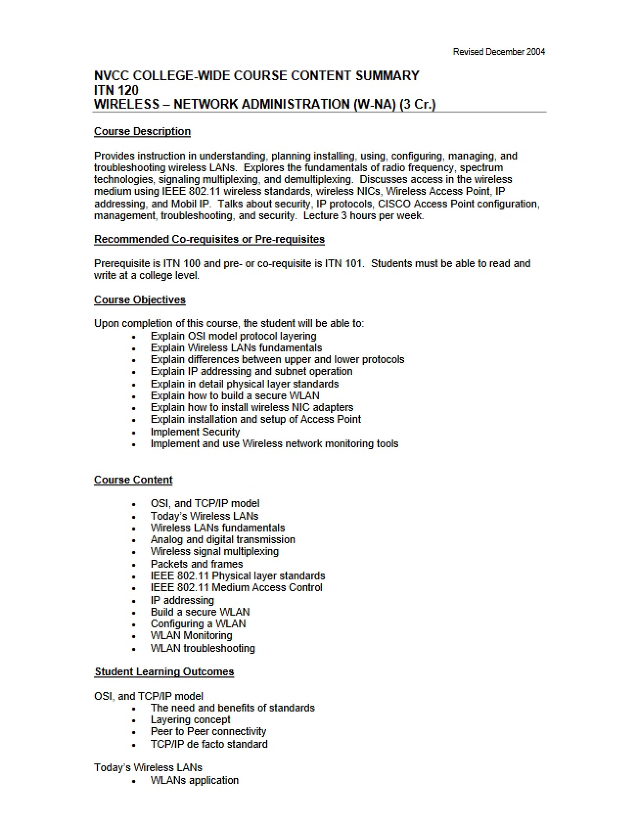 Wireless Admin Course Content