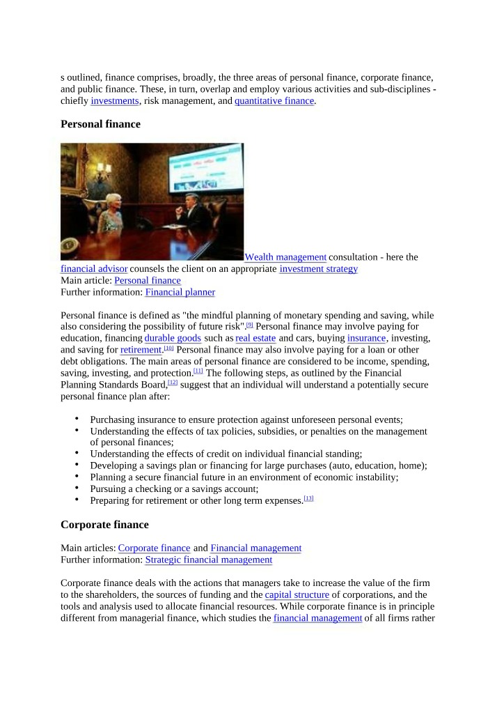 Personal, Corporate, and Public Finance Overview